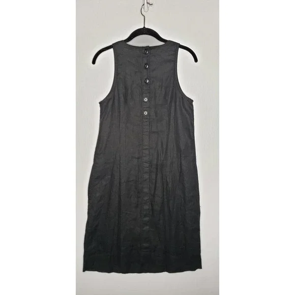 J. Crew NWT Black Beauchamps Linen Button Back Sleeveless Shift Dress XS Tall - Picture 9 of 12